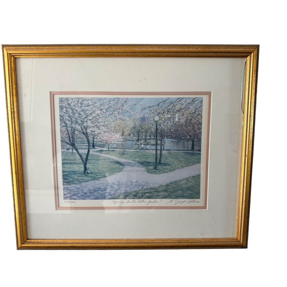 E. Joseph Fontaine Limited edition‎ Vtg Spring Boston Public Garden Print